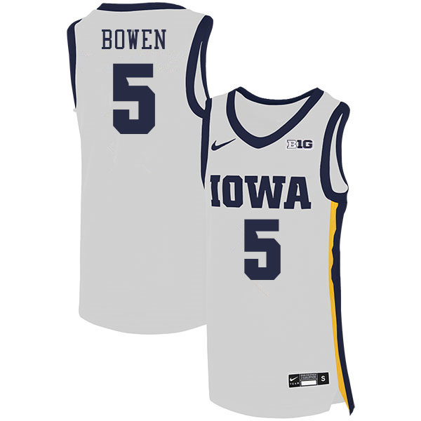 Men #5 Dasonte Bowen Iowa Hawkeyes College Basketball Jerseys Stitched Sale-White